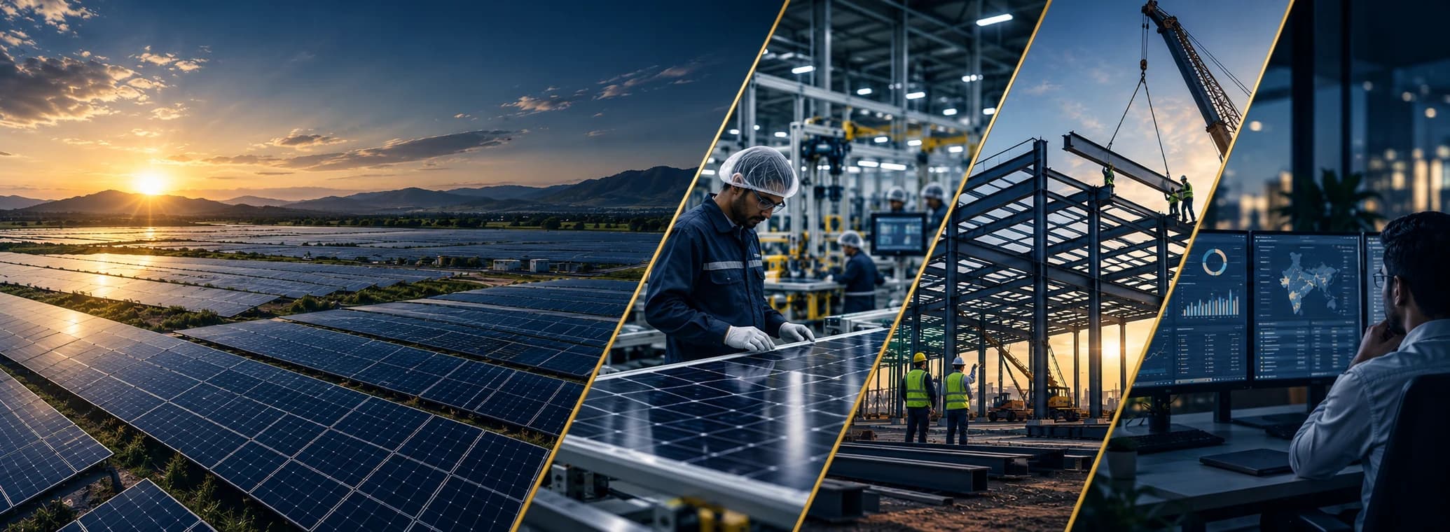 Mirani Alliance divisions across solar generation, solar manufacturing, engineered buildings, and applied intelligence